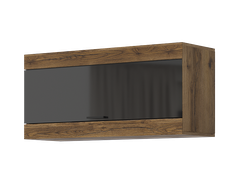 Гостиная ПРАГА - Шкаф навесной Дуб Делано/Черный глянец