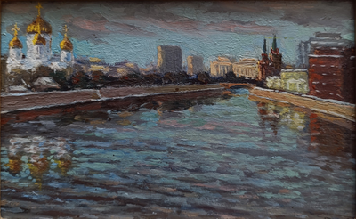"В апреле" картон масло Чепурко В.А. 1998 год