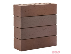 Клинкерный кирпич облицовочный пустотелый ЛСР Антверпен темно-терракотовый флэшинг винтаж 250х85х65