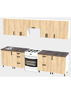 Кухня Эконом 2,4 метра (1200х1200) Цвет: Дуб Сонома/Дуб Сонома