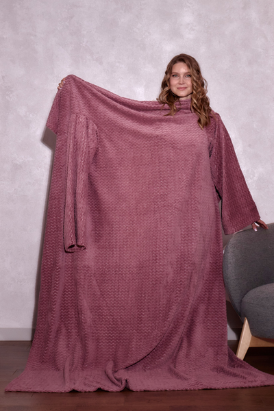 Плед с рукавами "Малина" из микрофибры (велсофта)