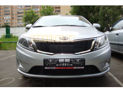 Защита радиатора KIA RIO 2011-2014 (Комфорт, Люкс, Престиж) black верх
