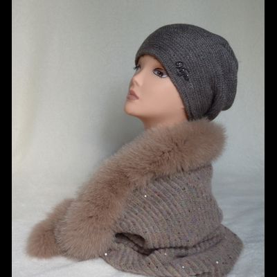 Женский шарф труба с мехом Vizio Collezione фото