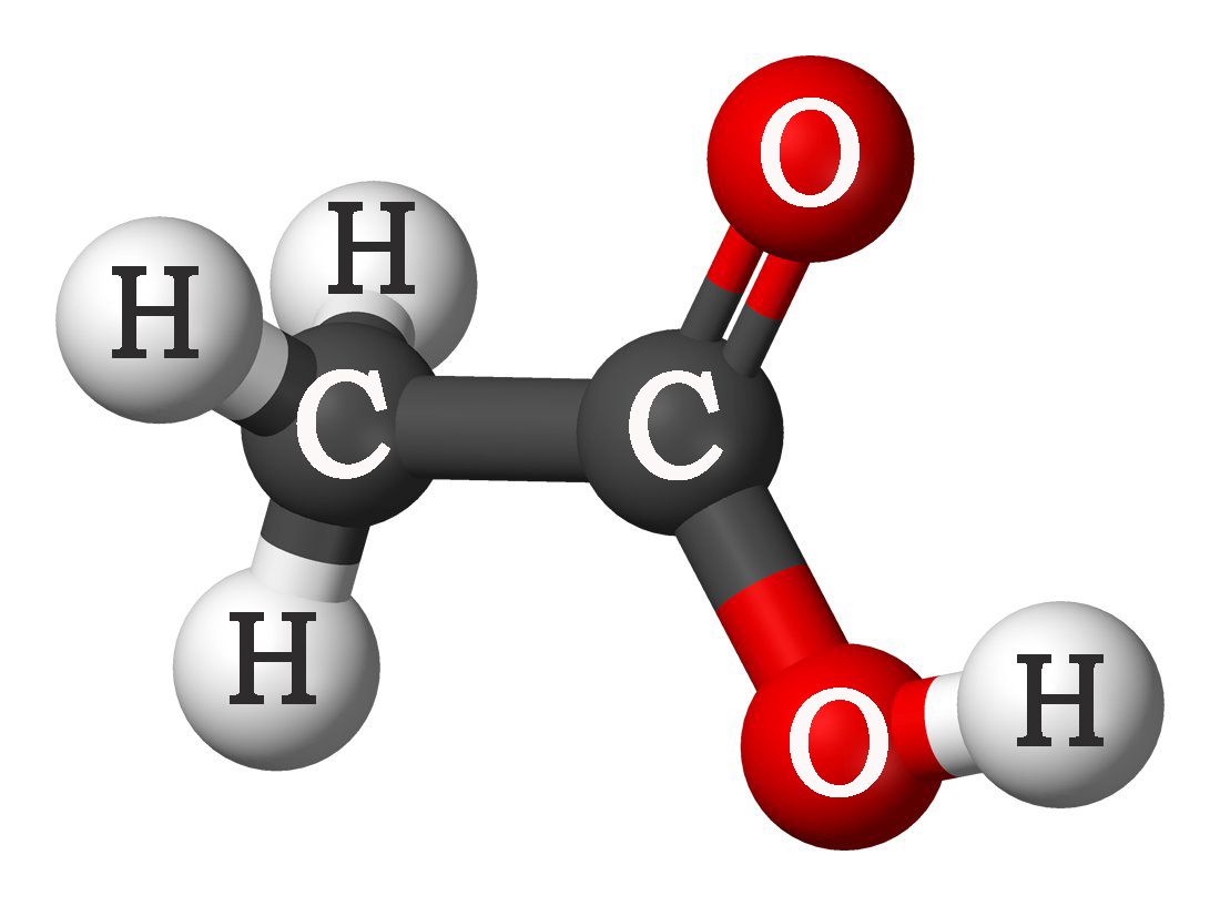 Шаростержневая модель молекулы уксусной кислоты:
