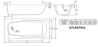 Стальная ванна BLB Atlantica 180x80 см