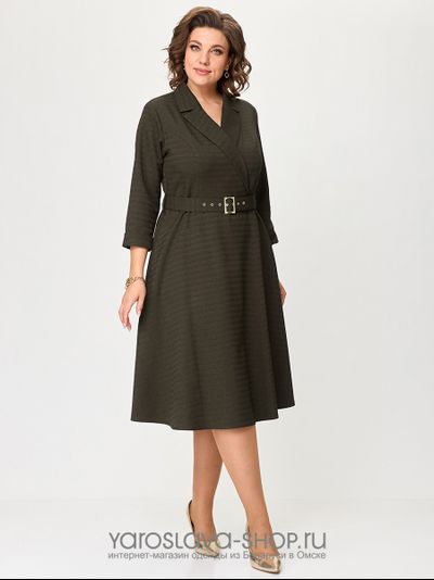Модель :1730.Женское элегантное платье А-силуэта в цвете хаки