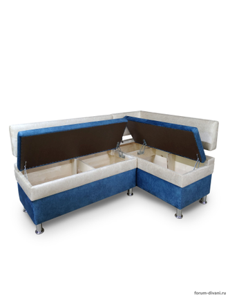 Кухонный угловой диван "Форум-4", Синий/Слоновая кость Правый