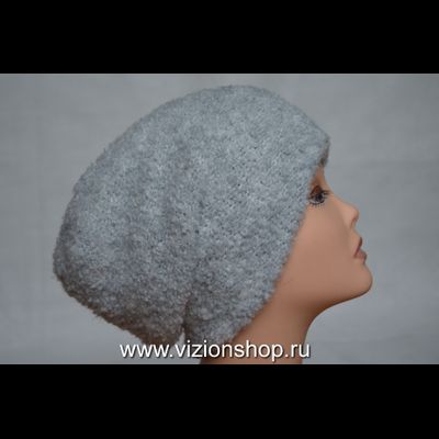 Вязаная шапка с пуговицами женская Италия Vizio 6193 светло - серая