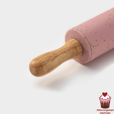 Скалка силикон/дерево, 31×4 см