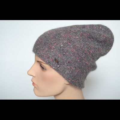 Серая с фуксией меланжевая шапка носок Vizio Италия 8023  (6926) CL