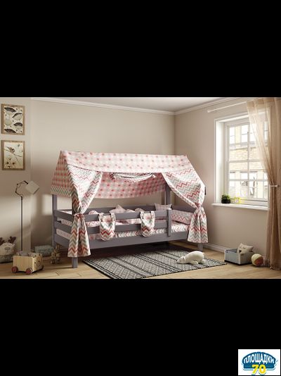 Балдахин для кровати с надстройкой Соня Зигзаг коралловый