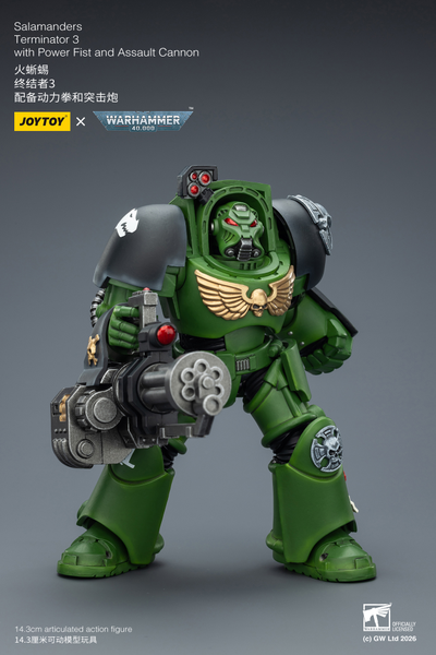 Терминатор Саламандр (Warhammer 40K) - КОЛЛЕКЦИОННАЯ ФИГУРКА 1/18 Salamanders Terminator with with Power Fist and Assault Cannon (JT03233) - JOYTOY