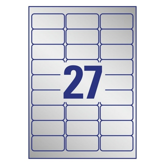 Этикетки А4 всепогодные Avery Zweckform, серебристый полиэстер, 63.5x29.6мм, 27шт/л, L6011-20