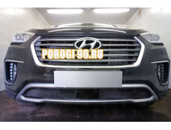 Защита радиатора Hyundai Grand Santa Fe I 2015- (2 части) с датчиком ACC black