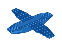 Aircraft Fuselage 4 x 16 x 1 with 2 x 10 Recessed Center and 8 x 4 Wings with Cutaways, 9 Holes, Blue (35106 / 6249827)