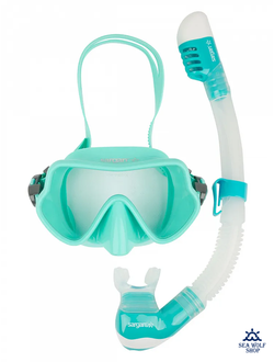 Маска для дайвинга с трубкой Sargan "БАТТЕРФЛЯЙ-М" бирюз. силикон