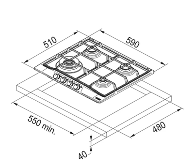 FHCL 604 3G TC GF C (106.0271.788) графит нерж. сталь вар. поверхность (газ)
