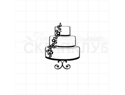 Штамп для скрапбукинга свадебный торт с цветами