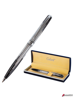 Ручка подарочная шариковая GALANT «Offenbach», корпус серебристый с черным, хромированные детали, пишущий узел 0,7 мм, синяя. 141014