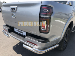 Защита заднего бампера угловая двойная d60/42 для Great Wall Poer 2021-