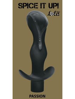 Черная фигурная анальная пробка с вибрацией Passion - 14 см. Производитель: Lola toys, Россия