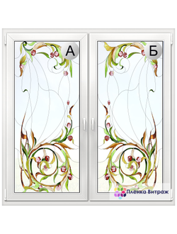 Витражная пленка, витражная пленка самоклеющаяся под заказ,пленочный витраж с цветочным рисунком