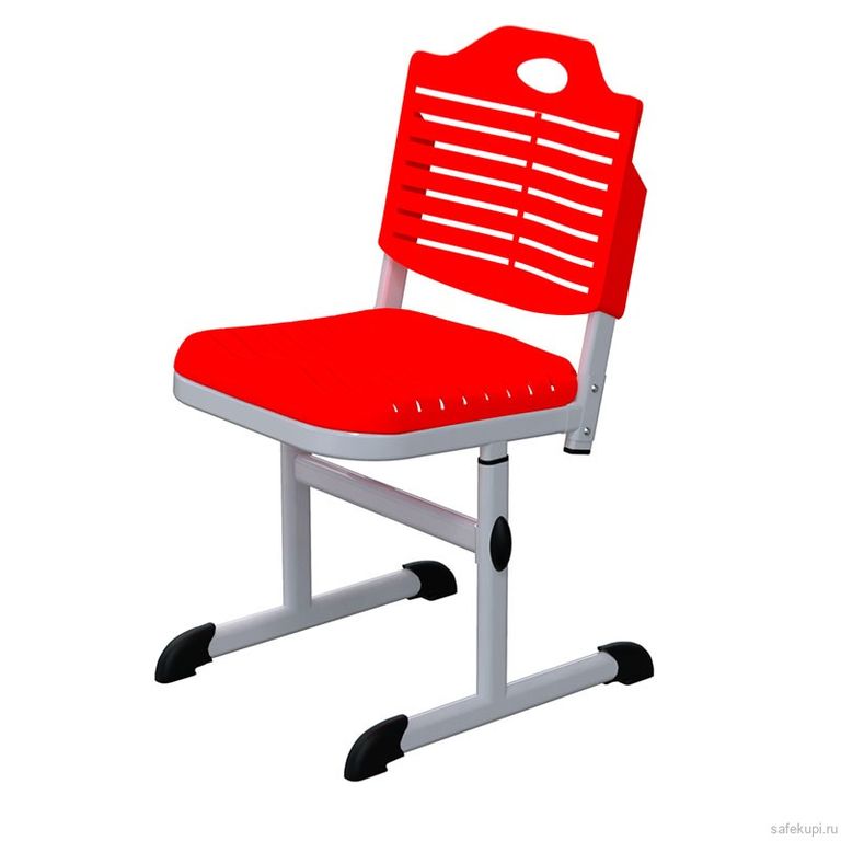 Стул ученический регулируемый, пластик (красный)