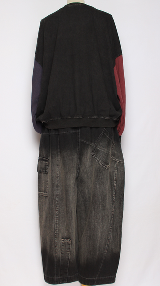 Джинсы "Карманы клапаны" черные р.48-54