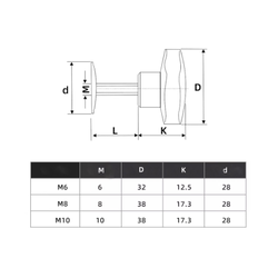 Барашек М8*38*80 с зажимной опорой