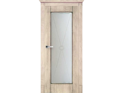 Дверь в цвете "срез  дуба" Данте 1, стекло с гравировкой
