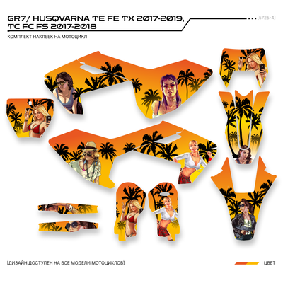 Наклейки на мотоцикл GR7 ГР7/ HUSQVARNA TE FE TX 2017-2019,  TC FC FS 2017-2018 #5725-4