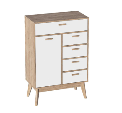 Калгари прихожая Комод высокий 805х390х1190 дуб натуральный светлый / белый матовый