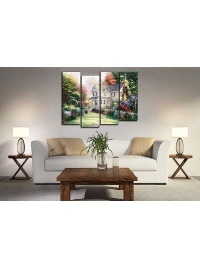 Модульная картина "Домик с чудесным садом"