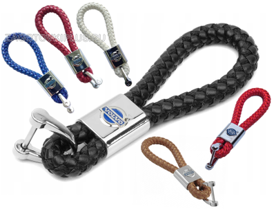 Брелок кожаный плетеный ремешок с логотипом VOLVO