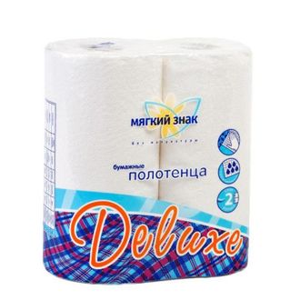 Полотенца бумажные 2 слоя, Deluxe белые 2 рул/уп