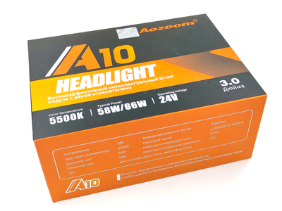 Билед модули Aozoom A10 24 вольта, 3.0 дюйма, 2 чипа, 5500К, 24V, 58W/66W, крепление 3R (комплект, 2шт)