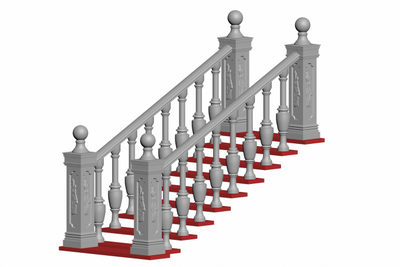 балюстрада балясин BL- 011 на ступеньках лестницы