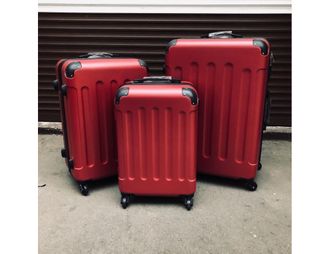 Комплект из 3х чемоданов ABS с накладками S,M,L бордовый