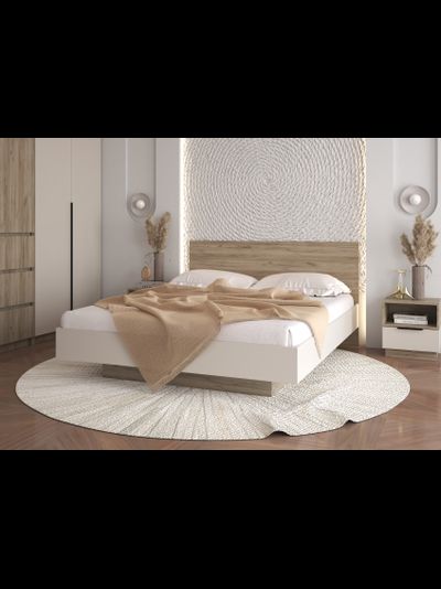 Бохо КР-001 кровать 1,6 м Дуб Крафт Серый/Кашемир (с основанием)