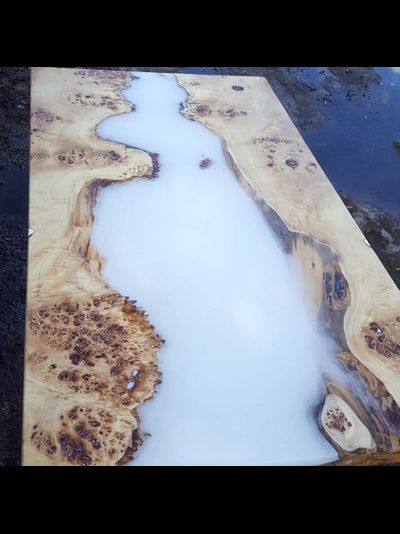 стол-река, карагач, слэб, стол из слэба, стол из спила, стол с рекой, стол из эпоксидной смолы, спил