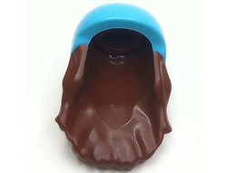 Mini Doll, Hair Combo, Hair with Hat, Long with Molded Medium Azure Bicycle Helmet Pattern, Reddish Brown (2137pb02 / 6429015)