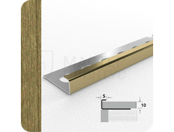 Профиль окантовочный для плитки Лука К 10НСБ(304).2700.042 Брашинг шампань