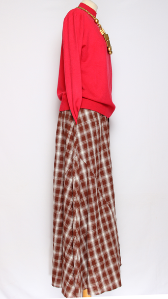 ЮБКА-БРЮКИ "КЛЕТКА" вишневая, бежевая до р.54