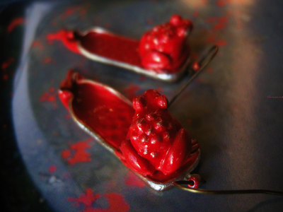 "Сургучные Императорские Лягушки", серьги югендстиль