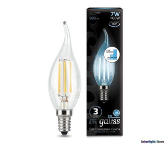 Gauss LED Filament Candle Tailed B60 Step Dimmable 7w 840 E14