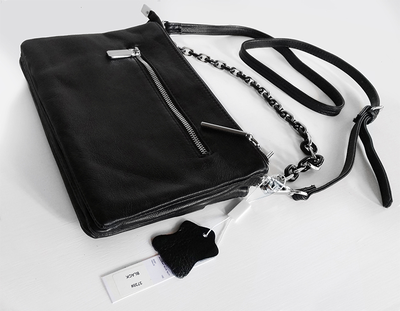 (АРТИКУЛ: 8820/1/02) СУМКА КЛАТЧ ЖЕНСКАЯ НЕБОЛЬШАЯ, НАТУРАЛЬНАЯ КОЖА, С TРЕМЯ ОТДЕЛЕНИЯМИ, ЧЕРНАЯ, РЕМЕНЬ ЧЕРЕЗ ПЛЕЧО