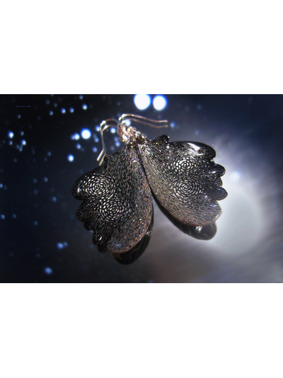 &quot;Ночная вьюга&quot;, волшебные эльфийские серьги-крылышки с хрусталиками