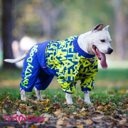 Комбинезон для больших собак Алфавит син/желт