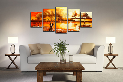 Модульная картина "Деревья у воды"