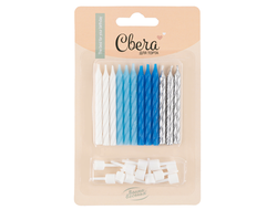 Свечи Голубой микс, Металлик, 6 см, 12 шт. с держат.